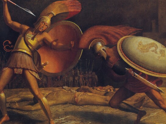 Sascha Schneider, "Héctor y Aquiles", óleo sobre lienzo, 1923-1926