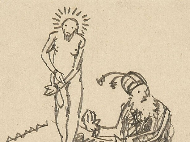 "Sin título (Ecce homo)", dibujo, Wilhelm Morgner, 1912