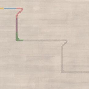 Julia Fish, 24 East 81st Street, stair profile in line with Hermitage spectrum, on grey, west to east if west is green. After Buchman & Fox (1902) (detail), 2025. Courtesy of David Nolan Gallery