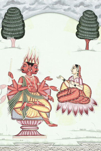 Agni and his consort, Agni is the Hindu god of fire