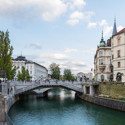 Ponte sul fiume Ljubljanika, Lubiana, Slovenia