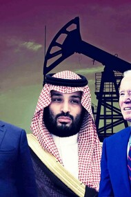 From left to right, Xi Jinping, Mohammed bin Salman Al Saud, and Joe Biden battling in the energy market