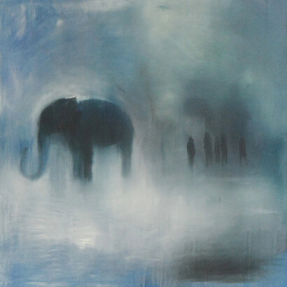 Alberto Zamboni, Viaggio di annibale, cm 100 x 100, olio su tela, 2013 