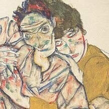 Egon Schiele, "Amantes sentados", 1915
