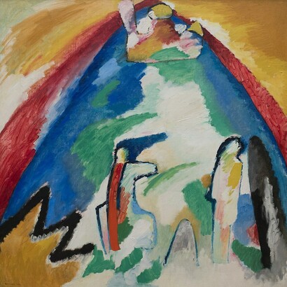 Vasilij Kandinskij, Montagna, olio su tela, 1909, Städtische Galerie im Lenbachhaus, Monaco, Germania