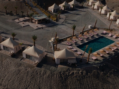 Guess has transformed the White Camel Resort in Morocco’s Agafay Desert into a fully curated, site-specific experience shaped through its own aesthetic lens