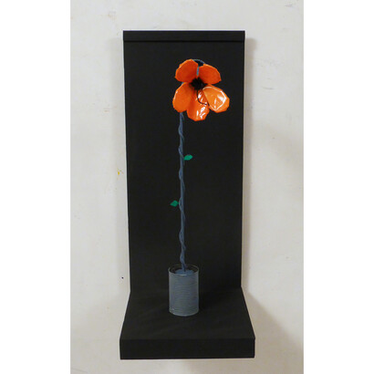 Gerry Smith, Orange Flower, wood, wire, metal, tape, string and paint  72 x 30 x 31 cm