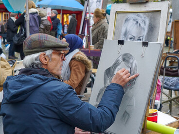 Artiste à la Place du Tertre, Paris, France, 22 novembre 2019