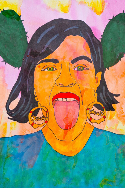 Karla Diaz, Self-portrait with cactus ears II (detail), 2023. Courtesy of Luis De Jesus Gallery 