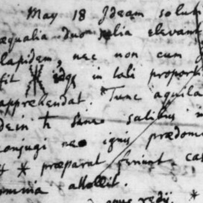 Hapax legomenon in Cambridge, Portsmouth Add. MS. 3975. Contesto: "malleabili conjunctus fit 🝏 idque in tali proportione ut ♃ sceptrum apprehendat. Tunc aquila ♃ em attollet. Potest dein ♄ sine salibus in ratione"