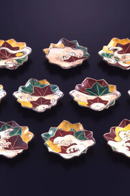 Mukōzuke with Tatsuta River design in overglaze enamels, Edo period (18th century), Miho Museum, Ogata Kenzan　