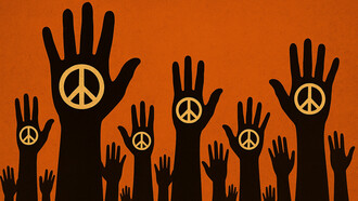 Hands raised in peaceful protest: a collective call for memory, justice, and democracy that continues to resonate across generations