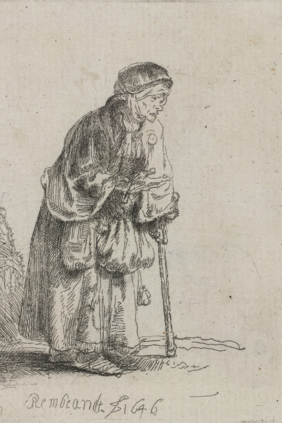 Rembrandt, Beggar woman leaning on a stick, 1646. Courtesy of Museum Het Rembrandthuis