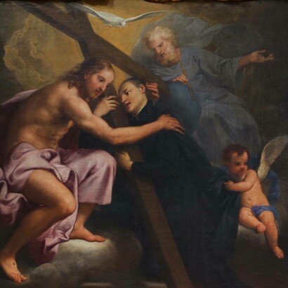 Gregorio Lazzarini (1655-1730), Sant'Ignazio di Loyola adora Gesù, dipinto nella navata sinistra della chiesa di San Pietro Martire a Murano, Venezia, Italia