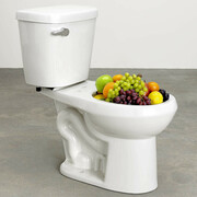 Urs Fischer, TBD toilet,
2015,
porcelain toilet, polystyrene, fruit,
76.8 x 44.5 x 70.5 cm / 30 ¼ x 17 ½ x 27 ¾ in,
edition 1 of 2 + a/p, Copyright the artist, courtesy Sadie Coles, HQ, London