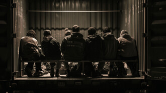 Truck used by transnational networks to transport undocumented migrants across borders, exemplifying the challenges of human trafficking and smuggling