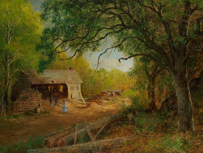 Ralph Albert Blakelock, A sawmill in the woods (detail). Courtesy of Questroyal Fine Art
