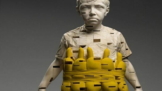 Gehard Demetz, “My Shadow Can Walk on Water”, 2012, legno di tiglio e colore acrilico, 168 x 52 x 32 cm