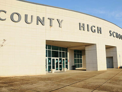 The entrance to the high school