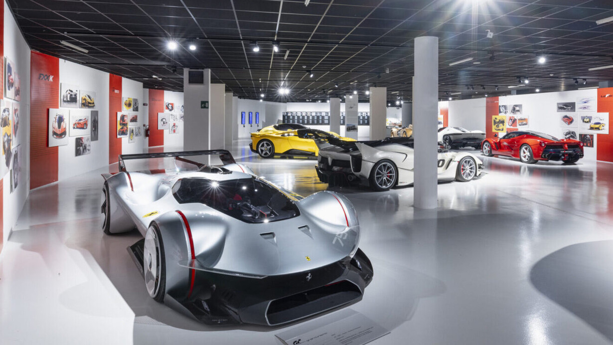 Ferrari design. Creative journeys 2010–2025, exhibition view. Courtesy of Museo Nazionale dell’Automobile