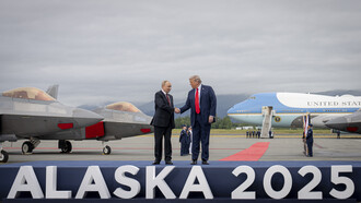 At Joint Base Elmendorf-Richardson in Anchorage, Alaska, on August 15, 2025, President Donald J. Trump greeted Russian President Vladimir Putin for direct peace talks on the Ukraine conflict