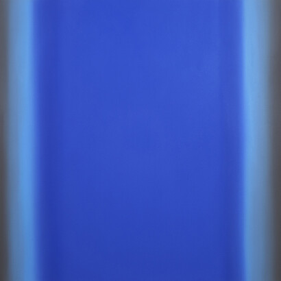 Ruth Pastine, Blue Orange 15-S6060 (Gray Blue Light), Interplay Series, 2013, 60 × 60 inches