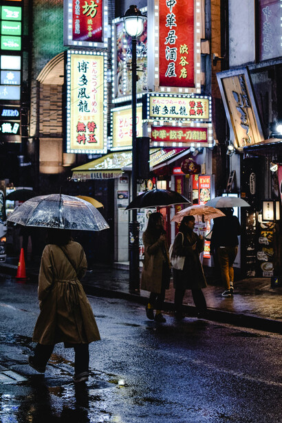  In Osaka beobachtete ich abends einen Lieferroboter, der an der Bordsteinkante kurz innehielt wie ein höflicher Fußgänger und einer Person mit Einkaufstüten das Vortrittsrecht gab