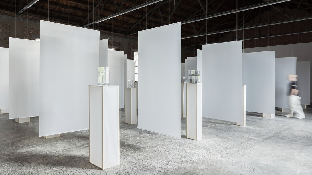 Wang Luyan, Two-dimensional transparent sculpture, exhibition view. Courtesy of Beijing Commune