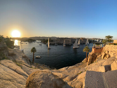 The Nile viewed from the terrace of the Cataract Hotel, Egypt