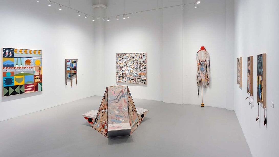 Matthew Kirk, Skinnin’ the game, exhibition view. Courtesy of Sundaram Tagore Gallery