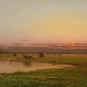 Martin Johnson Heade, Sunset on the Rowley marshes (detail), c. 1876-82. Courtesy of Schoelkopf Gallery