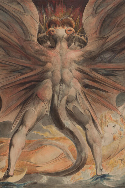 William Blake, The great red dragon and the woman clothed with the sun (Rev. 12: 1–4), ca. 1803–5. Courtesy of Brooklyn Museum