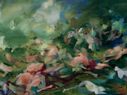 Flora Yukhnovich, Seeing pink elephants (detail), 2025. Courtesy of Hauser & Wirth Gallery