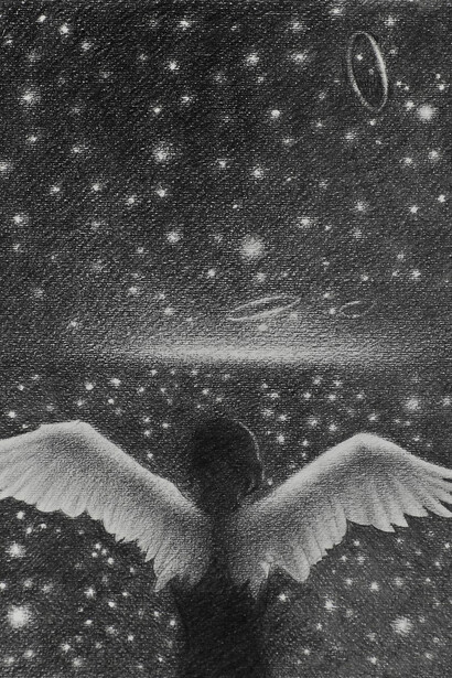 Omar Galliani, Nuovi angeli, 2025. Per gentile concessione della Mangano Galleria d’Arte di Cremona