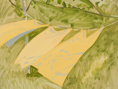 Lois Dodd, 3 yellow curtains blowing, 1980. Courtesy of Kunstmuseum Den Haag