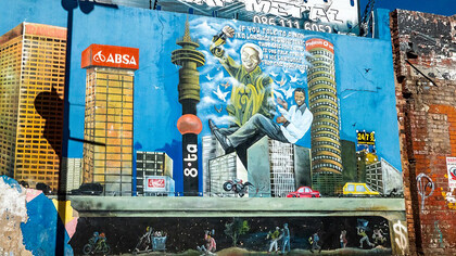 The Nelson Mandela wall art in Johannesburg, South Africa