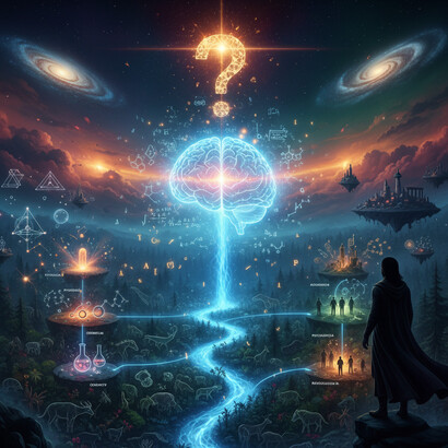 Single, continuous world of Universal Naturalism,  the emergence of layers—from mathematical and physical reality up through biology and consciousness—all bound together as one reality whose fundamental unbroken connection remains the supreme, luminous enigma above the mind