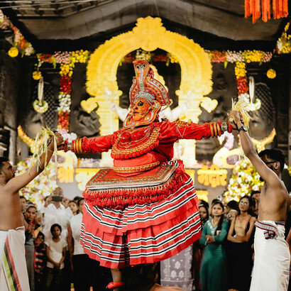 A captivating Theyyam dance performance in Nagpur, Maharashtra, showcases the divine energy and cultural heritage of India