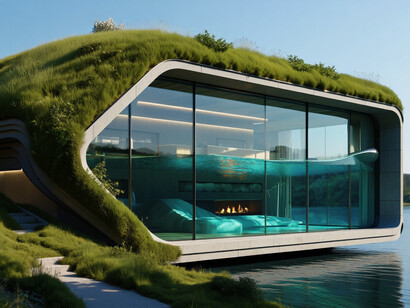 Futuristisches Ökohaus am See