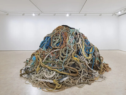 David Shrigley, Exhibition of old rope, exhibition view. Courtesy of Stephen Friedman Gallery