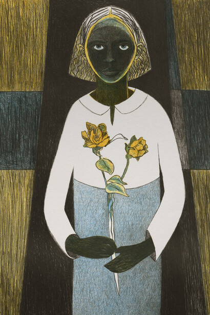 Samella Lewis, Cleo (detail), 1996. Courtesy of Louis Stern Fine Arts