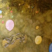 Gianluca Miniaci, asleep in the woods, tecnica mista e carta di riso, 160x180 cm, 2012