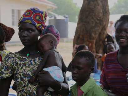 Mothers wait as their children undergo nutrition assessments at Juba Paediatric Hospital in South Sudan