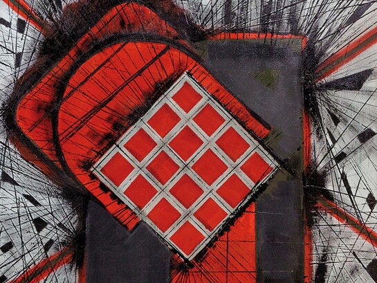 Giulio Cavanna, "Troppi imput", 2020, dettaglio, tecnica mista su tela, cm 100×100