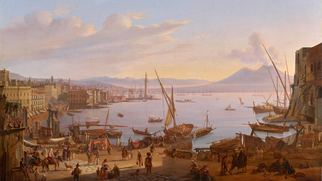 Frans Vervloet, The bay of naples with the lighthouse, and vesuvius beyond (detail), 1830. Courtesy of Robilant+Voena Gallery