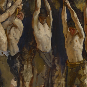 Edwin Austin Abbey, Figure study for "The spirit of Vulcan, genius of the workers in iron and steel" lunette in the rotunda of the Pennsylvania State Capitol at Harrisburg (detail), about 1902–08. Courtesy of the National Gallery © Image courtesy the Yale University Art Gallery