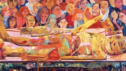 Diario de arte (detalle; 2005),"Entre nosotros",  Dana Schutz. Colección de la familia Ovitz, Los Ángeles, EE. UU.