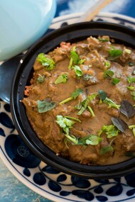 Moroccan bissara at a local restaurant in Fez, Morocco 