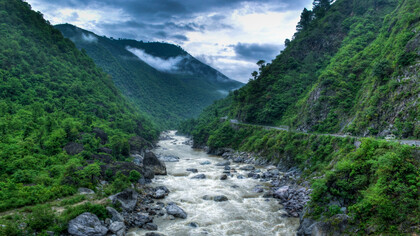 Kosi River valley near Almora, Uttarakhand, India