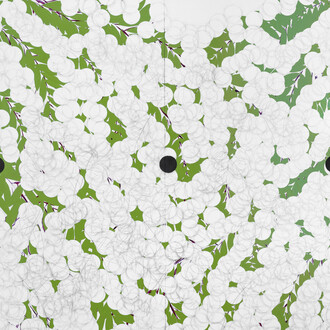 Donald Sultan, White mimosa with three anomalies March 10 2025 (detail), 2025. Courtesy of McClain Gallery 